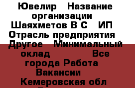 Ювелир › Название организации ­ Шаяхметов В.С., ИП › Отрасль предприятия ­ Другое › Минимальный оклад ­ 80 000 - Все города Работа » Вакансии   . Кемеровская обл.,Гурьевск г.